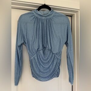 Self-Portrait Light Blue Diamante Rhinestone Blouse